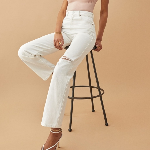 Reformation Denim - Reformation authentic vintage white destroyed cowboy high rise straight jeans